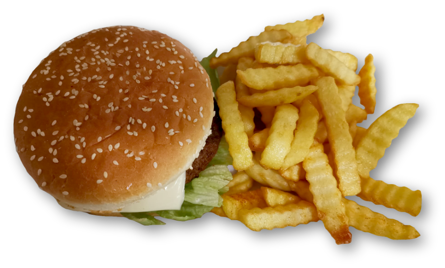 Burger Cheeseburger mit Pommes frisch zubereitet von Lecker Pizza Service